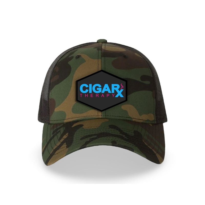 Camo Curved Trucker with Miami Edition Patch Black Patch / Blue & Pink Logo