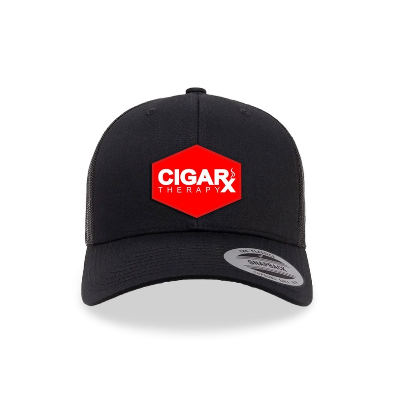 Black Curved Trucker with Red Classic Patch Red Patch / White Logo