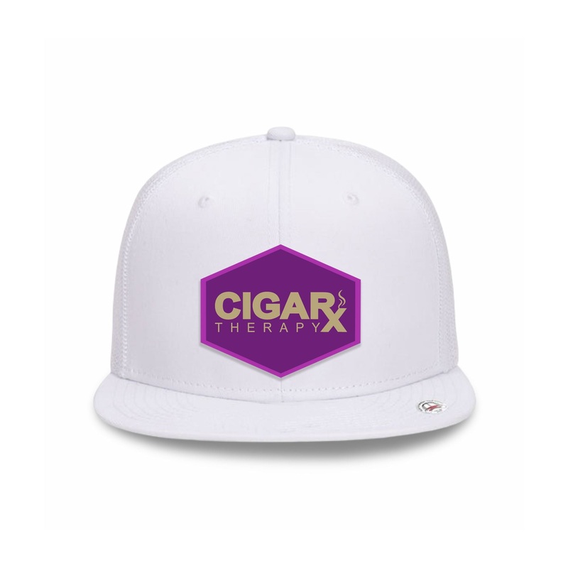 White Flat Trucker with Gold on Purple Patch Purple Patch / Gold Logo