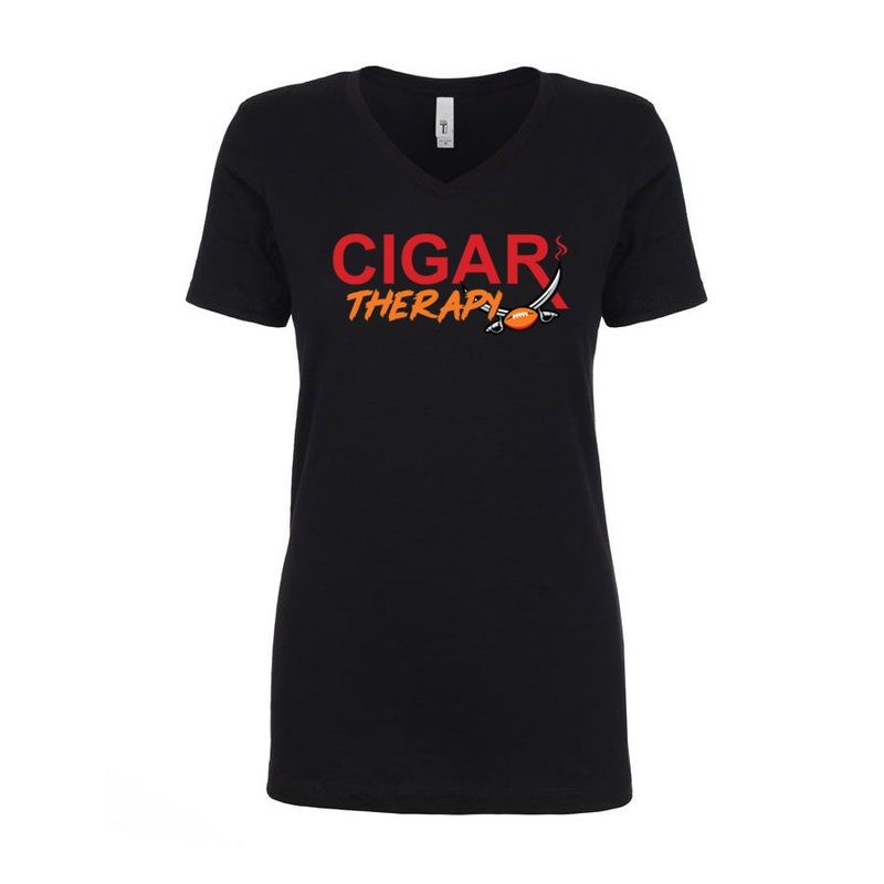 Black CIGARx Womens Football Edition with Swords V-Neck T-Shirt XS