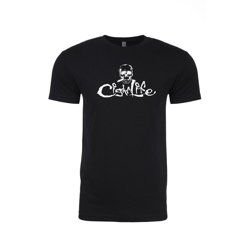 Black with White Cigarlife Mens Crew Neck T-Shirt S